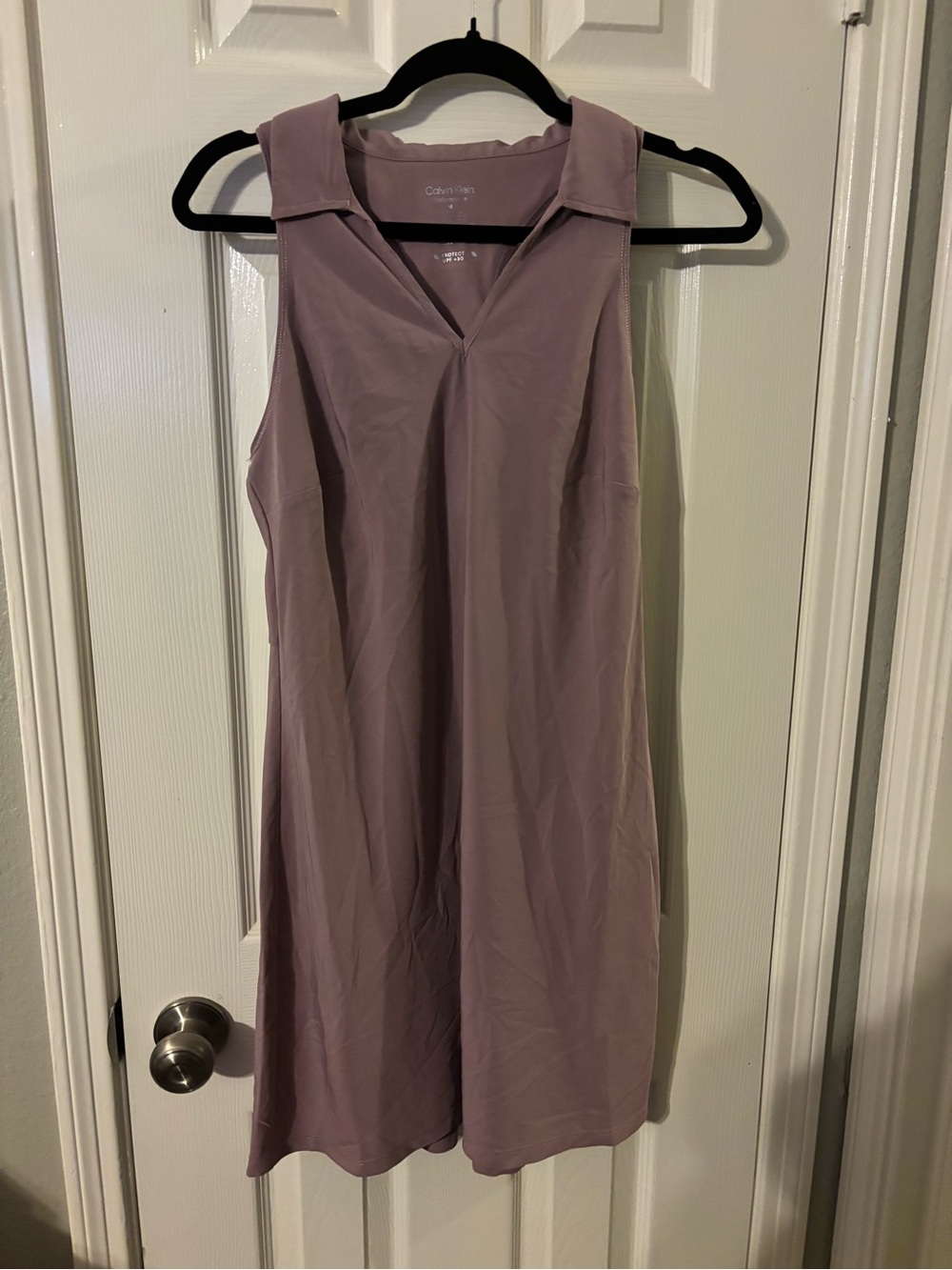 Calvin Klein Dusty Mauve Performance Dress NWT Sz M built in halter. MSRP 89.50